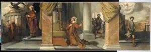 The Pharisee and the Publican (De Farizeeër en de tollenaar), 1661, Barent Fabritius (Dutch Baroque Era Painter, 1624-1673), oil on canvas, 95 x 287 cm, Rijksmuseum, Amsterdam, The Netherlands. 
